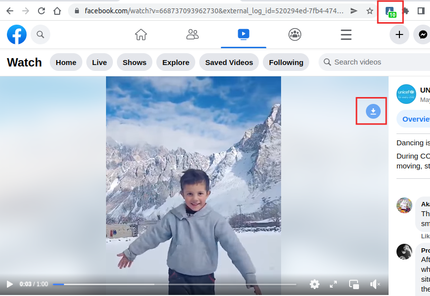 Coller l'URL de la vidéo Facebook